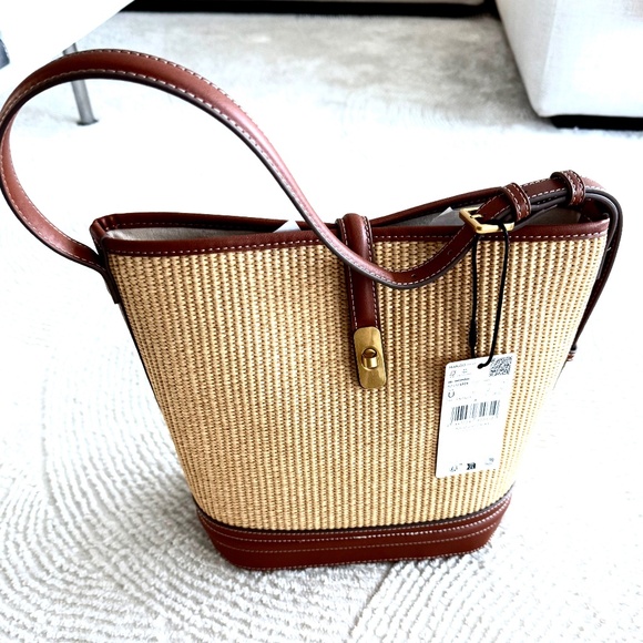 Mango Raffia-Effect Bucket Purse IDAURA NWT - Picture 5 of 12